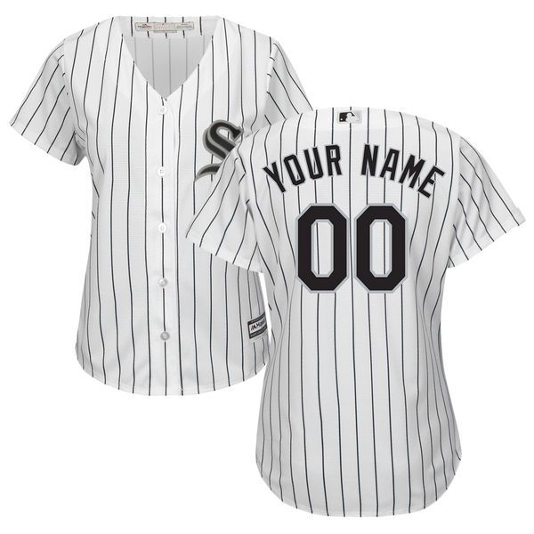 Women Chicago White Sox Majestic White Black Home Cool Base Custom MLB Jersey